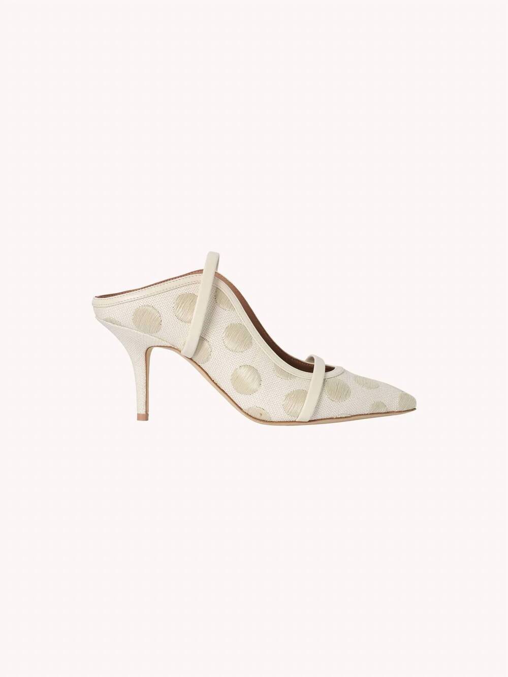 NEW MALONE SOULIERS women's maureen 70 leather heels in cream